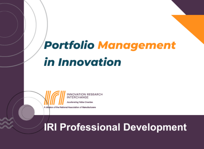 IRI Workshop: Portfolio Management in Innovation